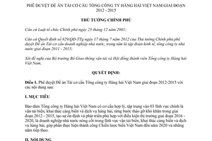 Quyết định 276/QĐ-TTg năm 2013 phê duyệt Đề án Tái cơ cấu Tổng công ty Hàng hải