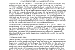 Chỉ thị số 06/CT-UBND quản lý Nhà nước hoạt động bán đấu giá tài sản Đồng Nai