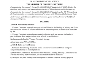 Decision No. 851/QD-BCT defining the functions tasks powers and organizational