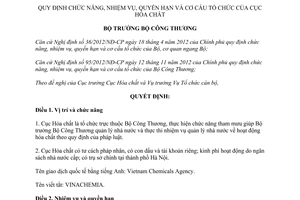 Quyết định 851/QĐ-BCT năm 2013 chức năng nhiệm vụ quyền hạn cơ cấu Cục Hóa chất