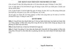 Quyết định số 315/QĐ-UBND công bố thủ tục hành chính cấp phường Cần Thơ