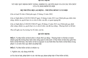 Quyết định 283/QĐ-LĐTBXH năm 2013 chức năng nhiệm vụ quyền hạn cơ cấu Vụ BHXH