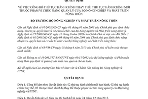 Quyết định 242/QĐ-BNN-BVTV năm 2013 công bố thủ tục hành chính Bộ Nông nghiệp