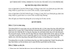 Quyết định 855/QĐ-BCT 2013 chức năng nhiệm vụ cơ cấu tổ chức Văn phòng Bộ Công Thương