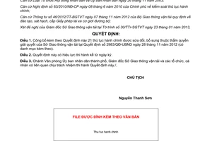 Quyết định 319/QĐ-UBND năm 2013 công bố thủ tục hành chính Sở Giao thông vận tải