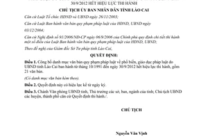 Quyết định 376/QĐ-UBND danh mục văn bản về phổ biến pháp luật hết hiệu lực Lào Cai