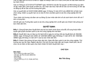 Quyết định 208/QĐ-UBND năm 2013 công bố thủ tục hành chính Ban quản lý khu CN