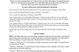 Quyết định 699/QĐ-UBND năm 2013 danh mục tuyến đường cho phép sử dụng vỉa hè