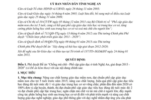 Quyết định 565/QĐ-UBND-VX năm 2013 phê duyệt Đề án Chống mù chữ Phổ cập giáo dục