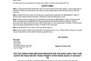 Quyết định 476/QĐ-BYT năm 2013 thủ tục hành chính sửa đổi Bộ Y tế