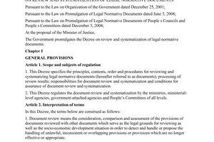Decree No. 16/2013/ND-CP review and systematization of legal normative documents