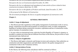 Decree No. 15/2013/ND-CP on quality management of construction works