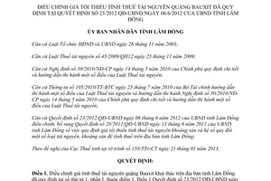 Quyết định 04/2013/QĐ-UBND điều chỉnh giá tối thiểu tính thuế tài nguyên