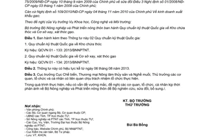 Thông tư 12/2013/TT-BNNPTNT Quy chuẩn kỹ thuật Quốc gia Kho chứa thóc