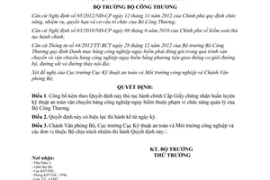 Quyết định 901/QĐ-BCT năm 2013 công bố thủ tục hành chính mới của Bộ Công Thương