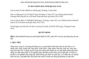 Quyết định 503/QĐ-UBND năm 2013 Kế hoạch cải cách hành chính Quảng Nam