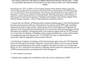 Announcement No. 67/TB-VPCP on conclusion of the Deputy Prime Minister Hoang