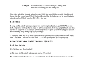 Công văn 87/BGDĐT-SEQAP-DTBD 2013 bồi dưỡng cán bộ quản lý giáo viên tiểu học 2013