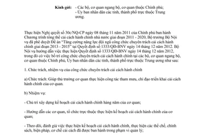 Công văn 757/BNV-CCHC hướng dẫn thực hiện Quyết định 1333/QĐ-BNV