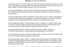 Công văn 678/TCT-KK hoàn thuế giá trị gia tăng đối với dự án ODA không hoàn lại