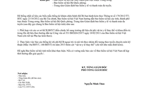 Công văn 808/BHXH-CSYT 2013 định dạng dữ liệu khám chữa bệnh theo Thông tư 178/2012/TT-BTC