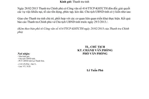 Công văn 506/UBND-TCD thực hiện Công văn 414/TTCP-KHTCTH tại Bắc Giang