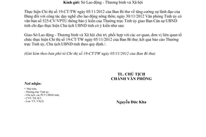 Công văn 495/UBND-VX năm 2013 thực hiện Chỉ thị 19-CT/TW của Ban Bí thư