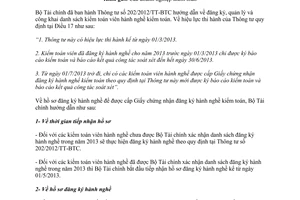 Công văn 2938/BTC-CĐKT đăng ký hành nghề kiểm toán