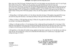 Công văn 1272/BNN-KHCN điều chỉnh nội dung thực hiện đề tài điều khiển giới tính