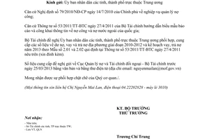 Công văn 3080/BTC-QLN báo cáo số liệu vay trả nợ của chính quyền địa phương