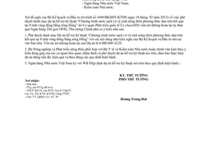 Công văn 382/TTg-QHQT phê duyệt danh mục dự án hỗ trợ kỹ thuật Chương trình nước