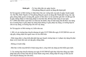 Công văn 1227/TNMT-VPĐK 2013 cấp giấy chứng nhận chuyển nhượng nhà hiện trạng không đúng Hồ Chí Minh