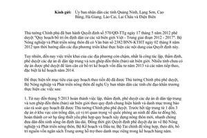 Công văn 832/BNN-KTHT thực hiện Quyết định 570/QĐ-TTg