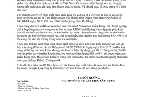 Công văn 17/BXD-VLXD hướng dẫn xuất khẩu cát vàng làm khuôn đúc lọc nước