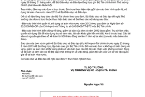 Công văn 1777/BGDĐT-KHTC báo cáo tình hình quản lý sử dụng tài sản nhà nước