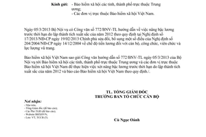 Công văn 1066/BHXH-TCCB năm 2013 nâng bậc lương trước thời hạn do lập thành tích