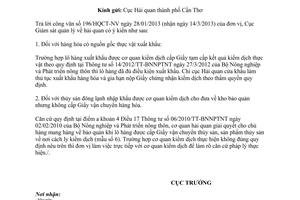 Công văn 200/GSQL-GQ1 thông quan hàng hóa phải kiểm dịch