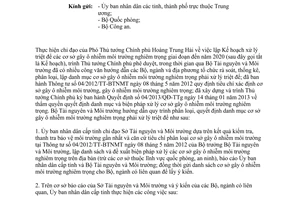 Công văn 1016/BTNMT-TCMT triển khai Quyết định 04/2013/QĐ-TTg