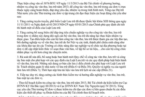 Công văn 309/TCDT-VP phương hướng công tác văn thư lưu trữ năm 2013