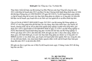 Công văn 1583/BNN-KH báo cáo kết quả thực hiện nhiệm vụ ứng phó biến đổi khí hậu