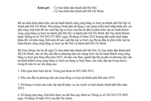 Công văn 2588/BGTVT-VT hướng dẫn về dự án sản xuất lắp ráp xe buýt