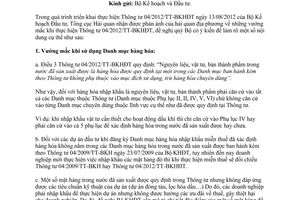 Công văn 1590/TCHQ-TXNK vướng mắc thực hiện Thông tư 04/2012/TT-BKHĐT