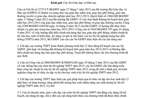 Công văn 2083/BGDĐT-GDTrH tổ chức ôn thi tốt nghiệp trung học phổ thông năm 2013