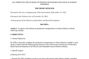 Decision No. 375/QD-TTg  production reorganization in marine fisheries