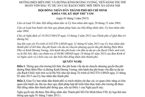 Nghị quyết 02/2013/NQ-HĐND kết thúc thu phí hoàn vốn dự án thành phố Hồ Chí Minh