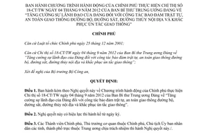 Nghị quyết 30/NQ-CP năm 2013 Chương trình hành động của Chính phủ