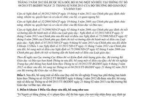 Thông tư 06/2013/TT-BGDĐT sửa đổi Quy chế thi tốt nghiệp Trung học phổ thông