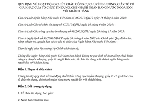 Thông tư 04/2013/TT-NHNN hoạt động chiết khấu công cụ chuyển nhượng