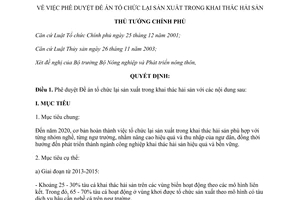 Quyết định 375/QĐ-TTg năm 2013 Đề án tổ chức lại sản xuất khai thác thủy sản