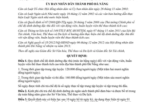 Quyết định số 11/2013/QĐ-UBND độ dinh dưỡng đặc thù vận động viên Đà Nẵng